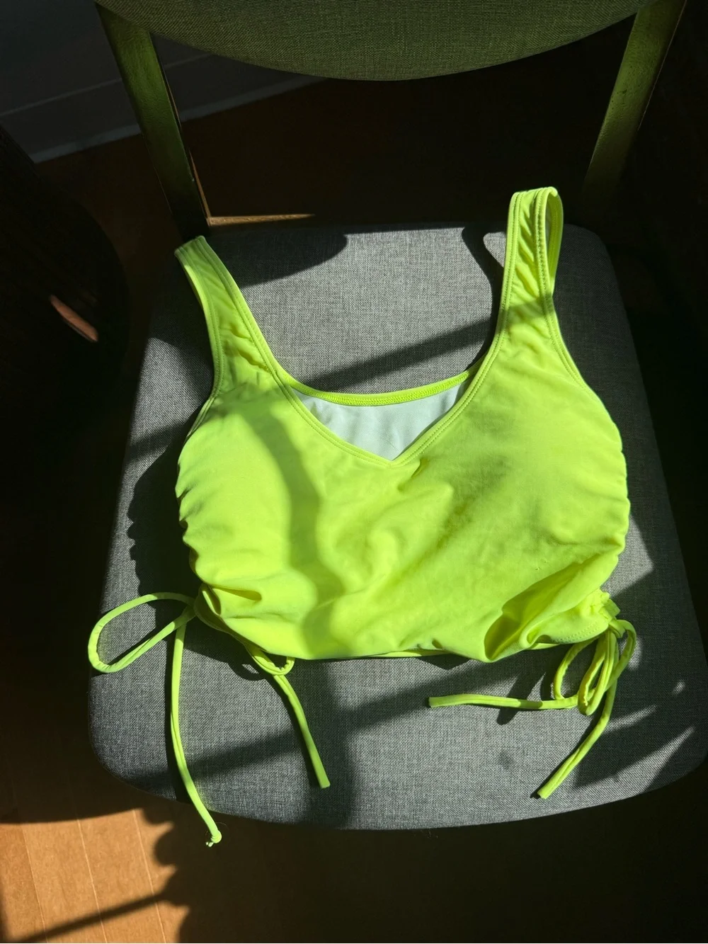 SHEIN Neon Lime Drawstring Swim Top